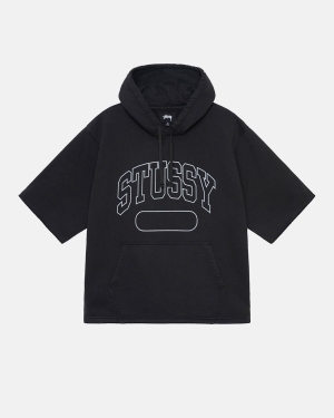Discount Stussy Ss Boxy Cropped Hoodie On Sale - Black Sweats